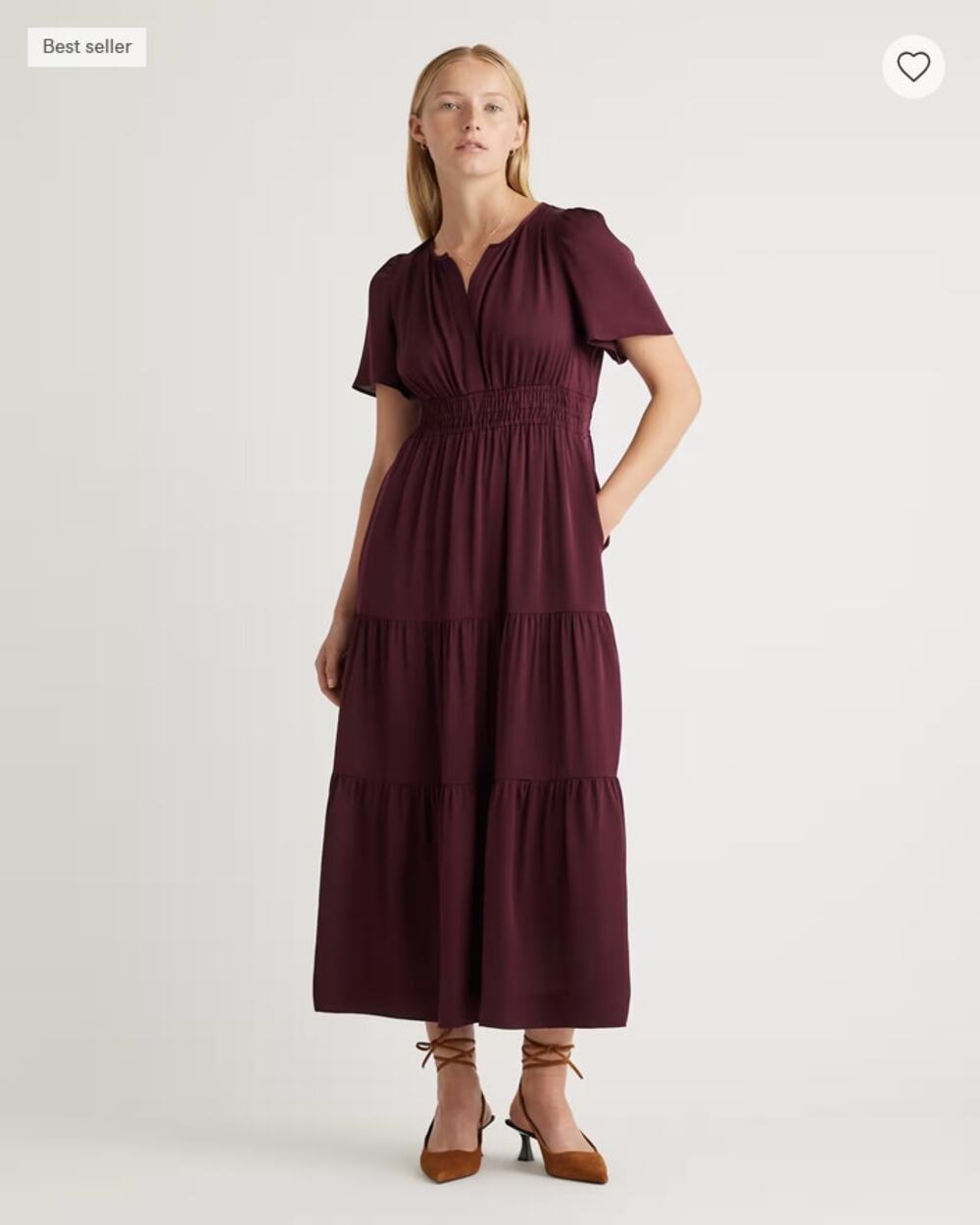Quince Washable Stretch Silk Tiered Maxi Dress Size L NWOT